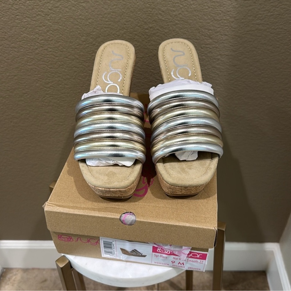 Sugar Gold and Silver Striped Mules - Picture 5 of 10